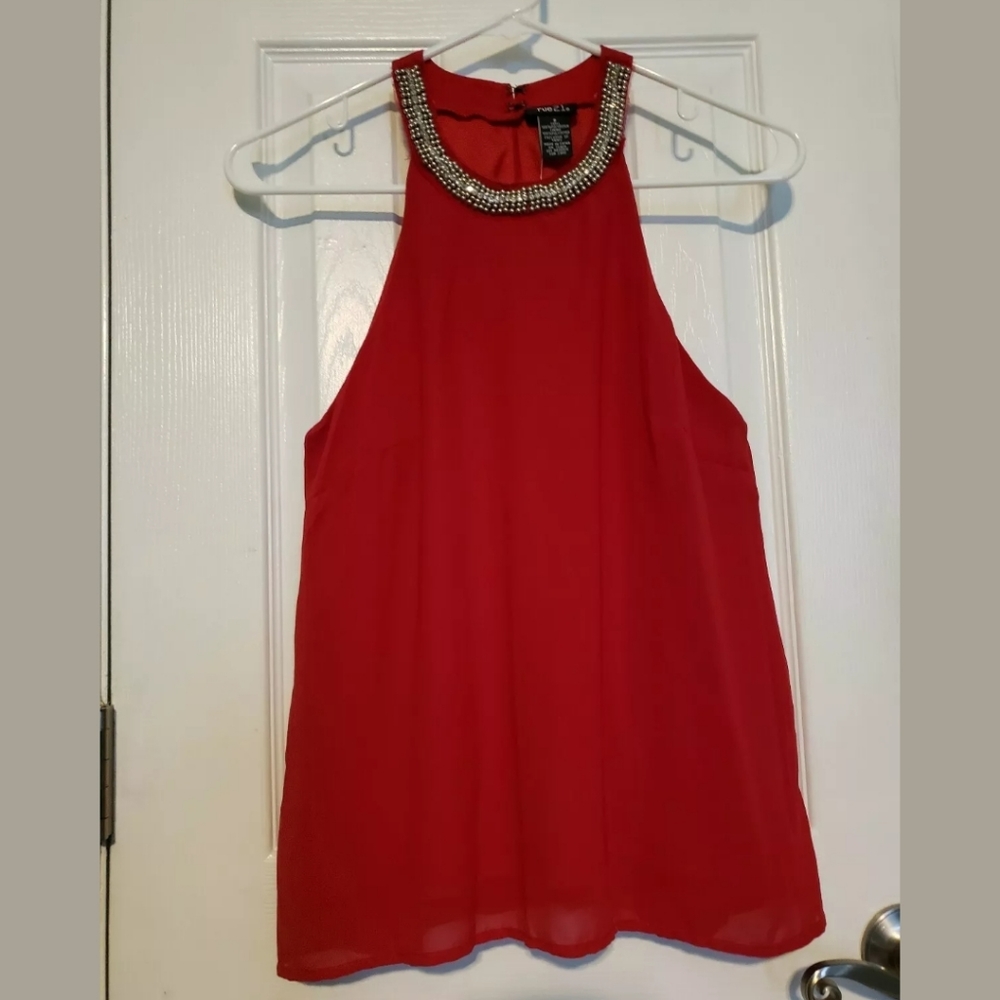 Forever 21 Red Sleeveless Halter Style Top, size small